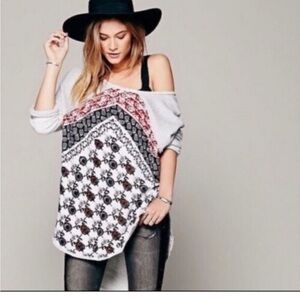 Free People Del Rey Bandana Pullover XS 
Top Boho festival Fringe